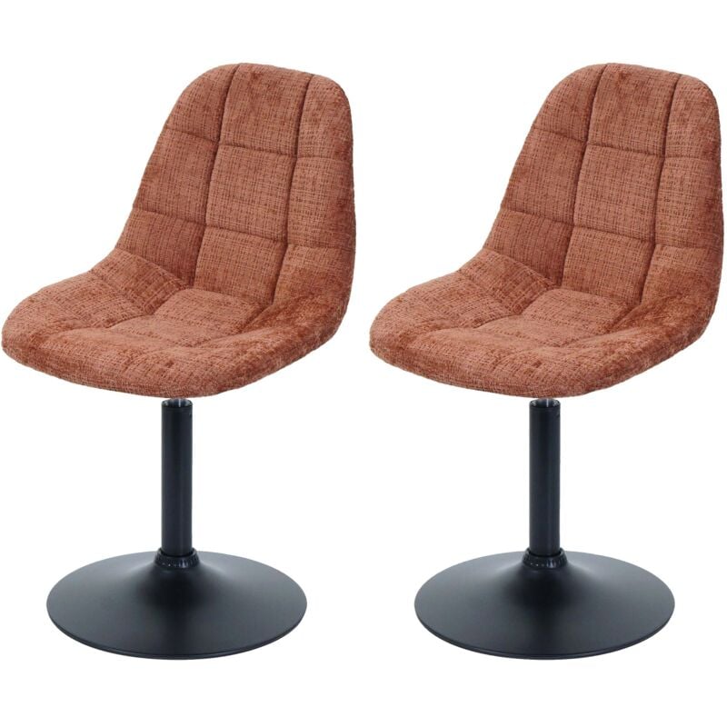Lot de 2 chaises de salle à manger HHG 837, chaise de cuisine chaise pivotante, acier mvg tissu/textile chenille (465g/m²), terracotta