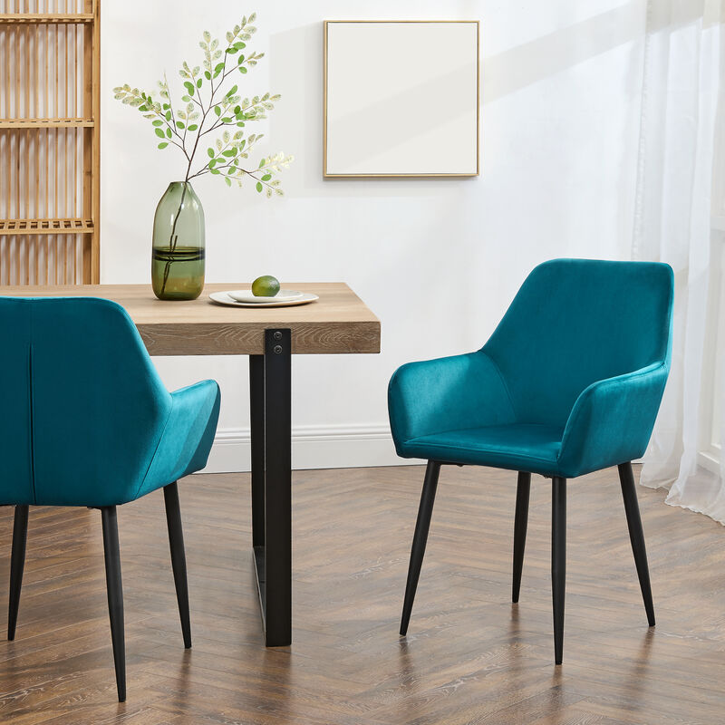 [en.casa] - Lot de 2 chaises de salle à manger Hollola 86 x 57 x 56 cm bleu turquoise