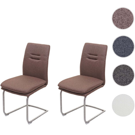 Lot de 2 chaises de salle à manger HWC-H70 tissu/textile inox brossé - crème-beige