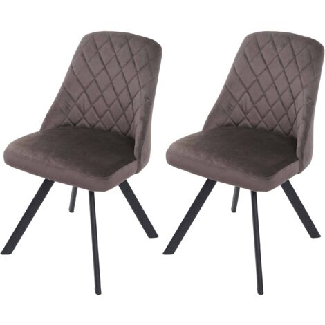 Lot de 2 chaises de salle à manger HWC-K25, chaise de cuisine, métal velours  brun foncé