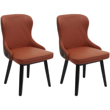 Lot de 2 chaises de salle à manger HWC-M60, chaise rembourrée, chaise de cuisine, tissu/textile bois massif - terracotta