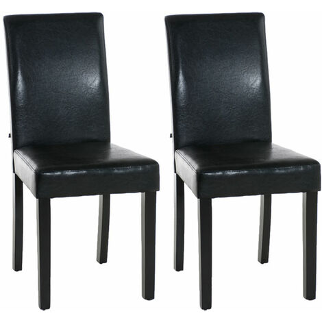 Lot de 2 Chaises de salle à manger Ina similicuir avec pieds en Bois Noir Noir