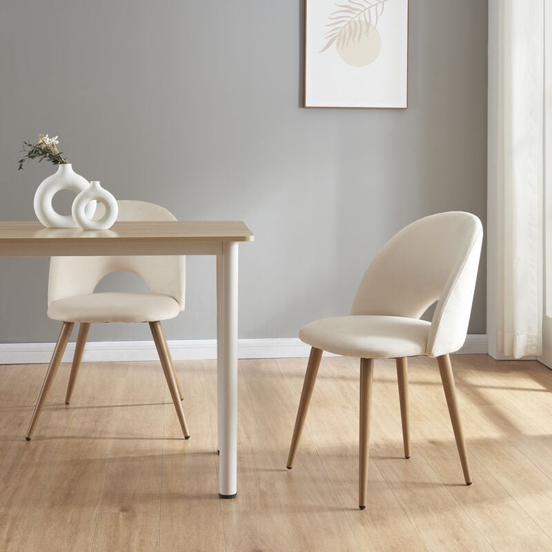 [en.casa] - Lot de 2 chaises de salle à manger Karijoki 77 x 50 x 55 cm beige