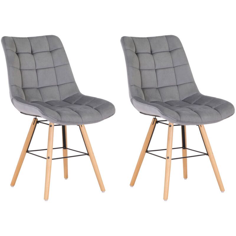 CLP - Lot de 2 chaises de salle à manger Leni Velvet grises