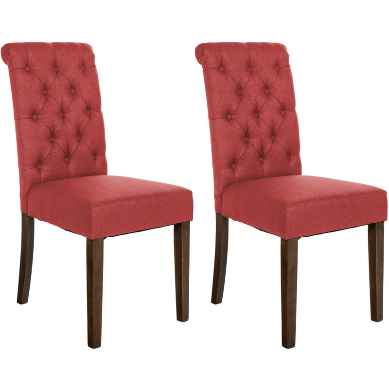 CLP - Lot de 2 Chaises de salle à manger Lisburn Rouge Tissu