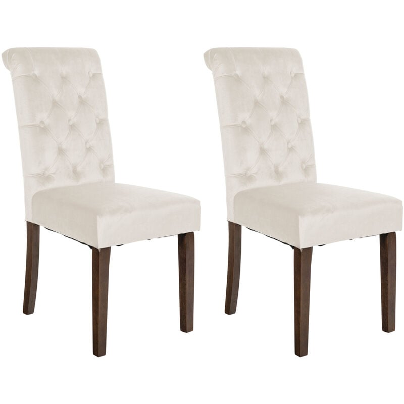 Lot de 2 Chaises de salle à manger Lisburn Crème Velours