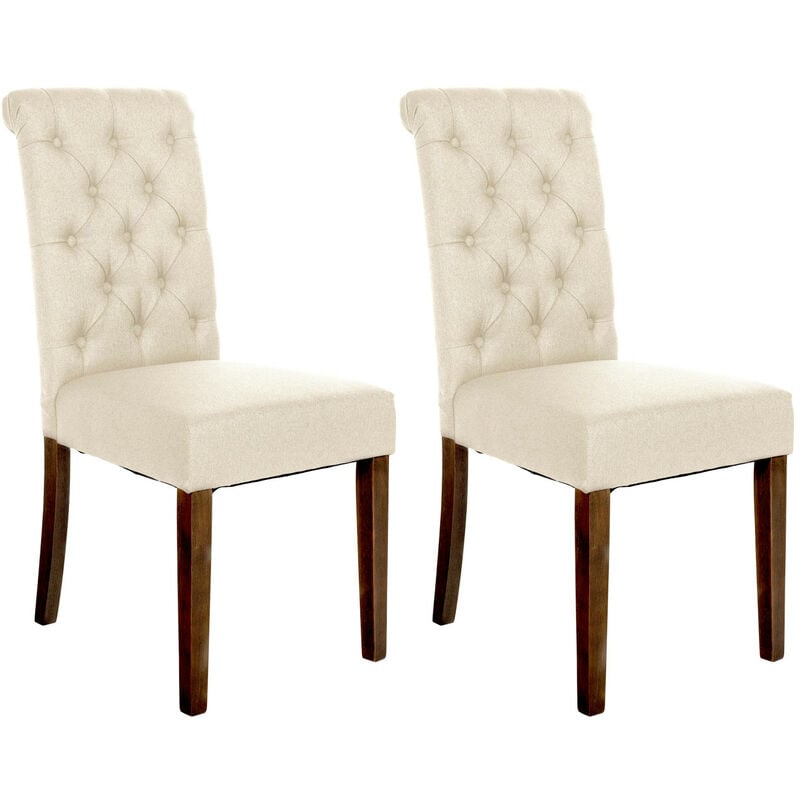 CLP - Lot de 2 Chaises de salle à manger Lisburn Crème Tissu