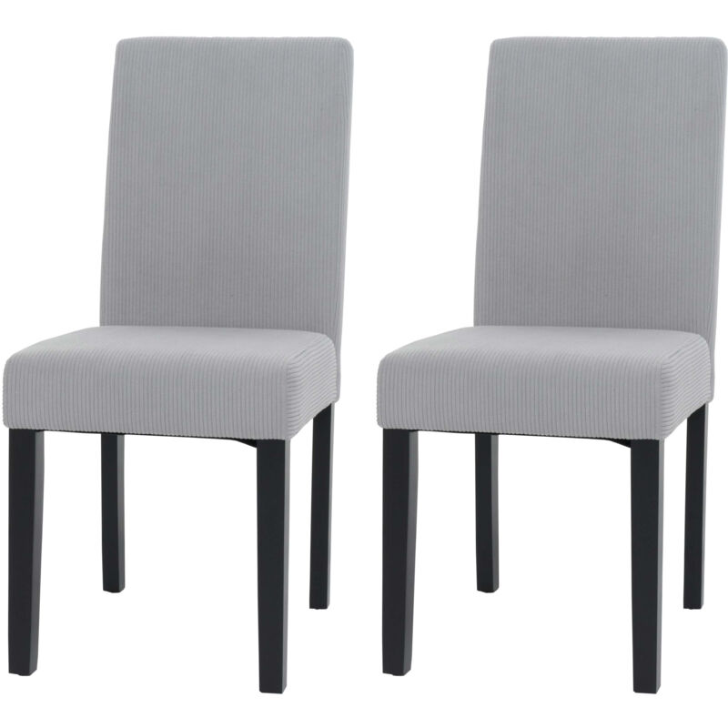 HW - Lot de 2 chaises de salle à manger Littau, chaise de cuisine à dossier haut, tissu/textile Velours Bois gris clair, pi