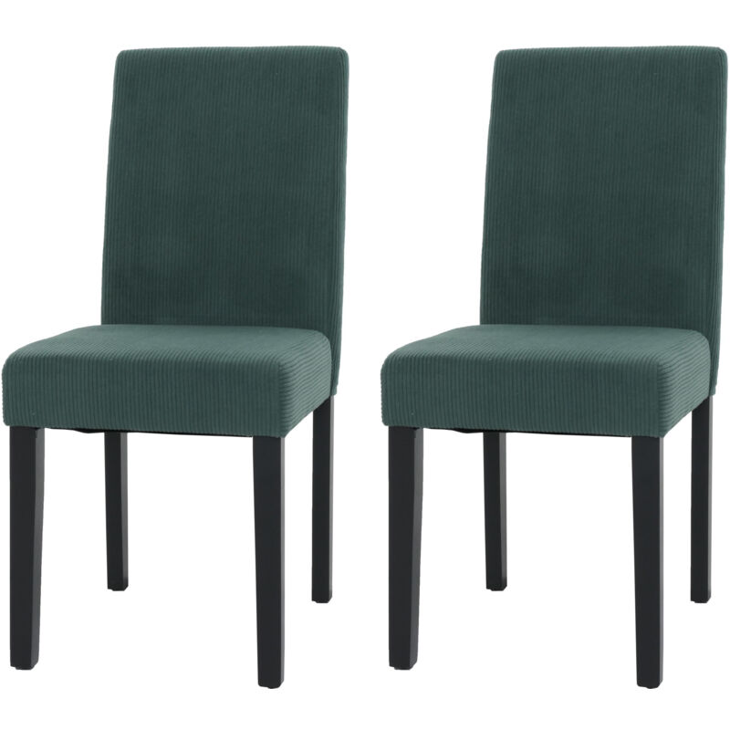 HW - Lot de 2 chaises de salle à manger Littau, chaise de cuisine à dossier haut, tissu/textile Velours bois vert, pieds fo