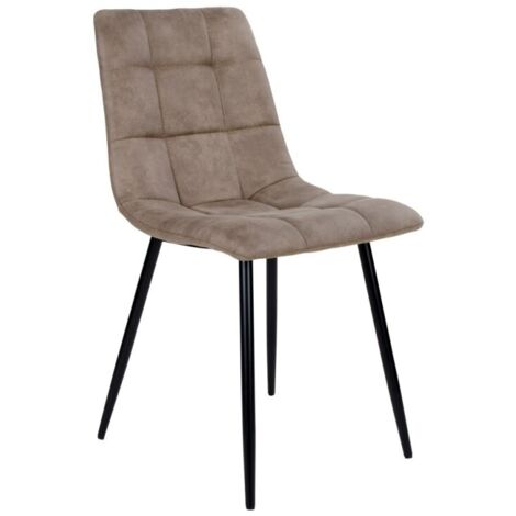 Lot de 2 chaises de salle à manger MODA – Tissu capitonné et pieds en acier noir-Beige