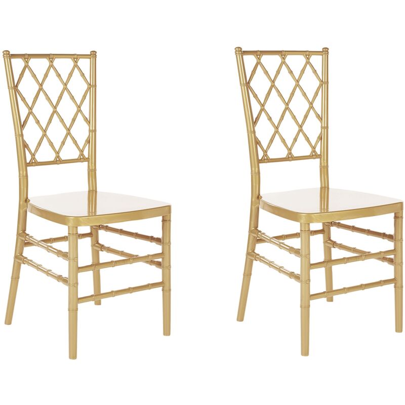 Lot de 2 Chaises de Salle à Manger Modernes et Glamour en Plastique Doré Clarion