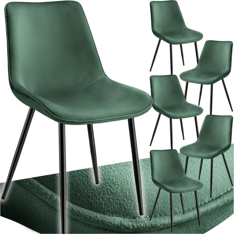 Tectake – Lot de 6 chaises rembourrées ergonomiques – Revêtement velours vert foncé – Dimensions 48x59x82,5cm – Capacité 120kg