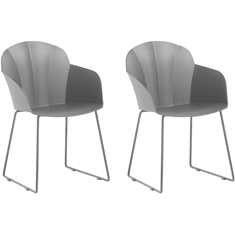 Beliani - Set de 2 Chaises de Salle à Manger Design en Plastique Noir avec Piétement Métallique Noir Design Moderne Tendance