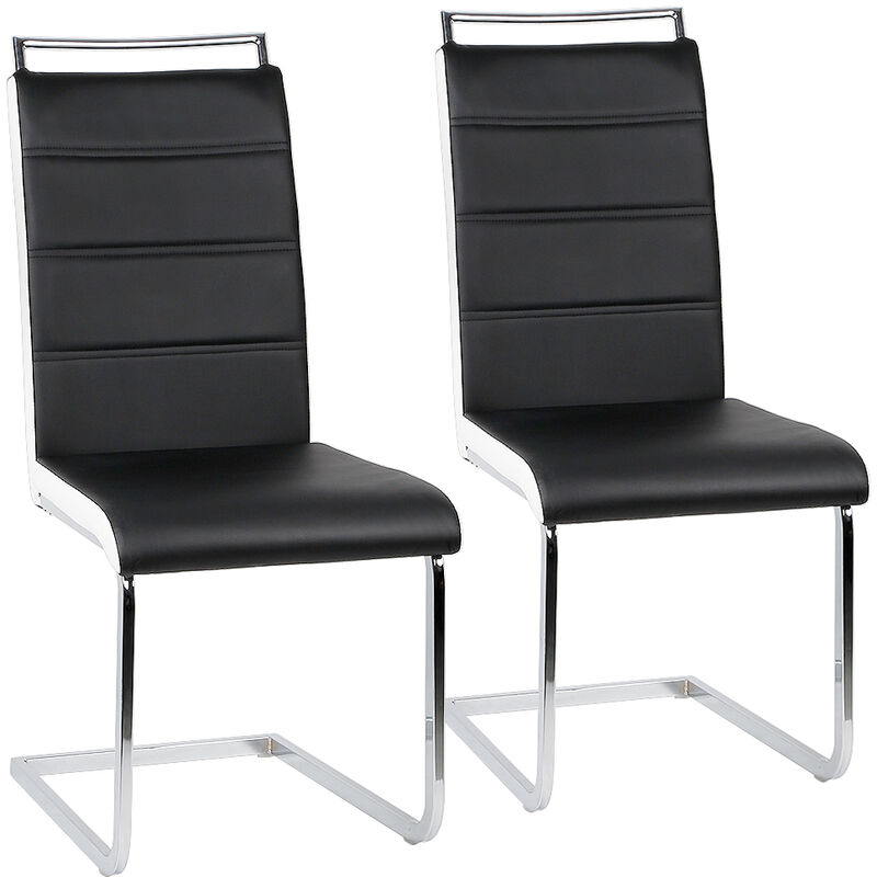 Jeobest - Lot de 2 Chaises de Salle à Manger Chaise de Cuisine Cuir synthétique Cuisine Salle de Réunion noir+ Blanc