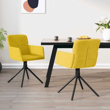 Lot de 2 Chaises de salle à manger pivotantes - Chaises à dîner Jaune Velours BV247562 - BonneVie