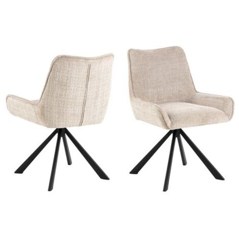 Lot de 2 chaises de salle à manger pivotantes en tissu et acier MEMPHIS