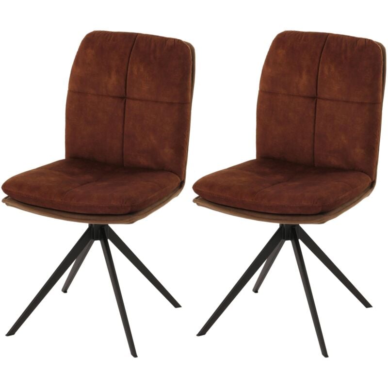 Décoshop26 - Lot de 2 chaises de salle à manger pivote à 180° cadre trépied en métal assise en tissu marron 040007399