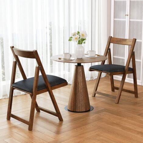 DESIGN IN Lot de 2 Chaises de Salle à Manger Rembourrées Chaise Pliante avec Dossier Courbé&Rembourrage Structure en Bois Charge 150kg Noyer