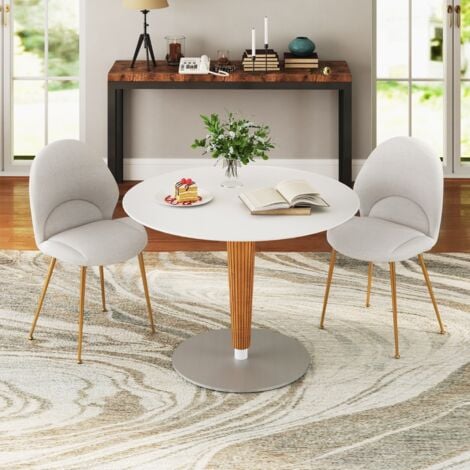 DESIGN IN Lot de 2 Chaises de Salle à Manger Rembourrées Dossier Incurvé Siège Large Repose-pieds Réglables Sans Accoudoirs Capacité 150 Kg Gris Clair