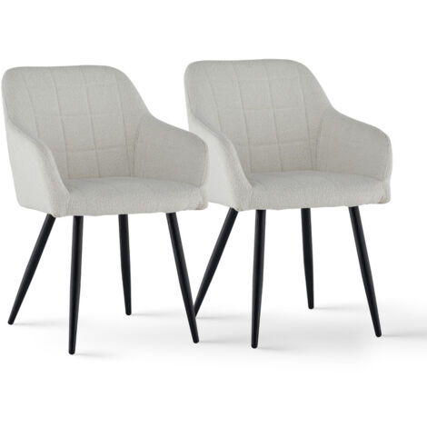 Lot de 2 chaises de salle à manger rembourrées en velours, avec accoudoirs classiques, dossier et pieds en métal, Gris