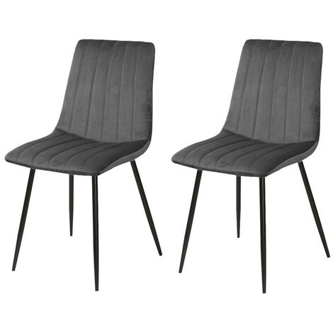 Lot de 2 chaises de Salle à Manger rembourrées en Velours avec Assise rembourrée,Gris