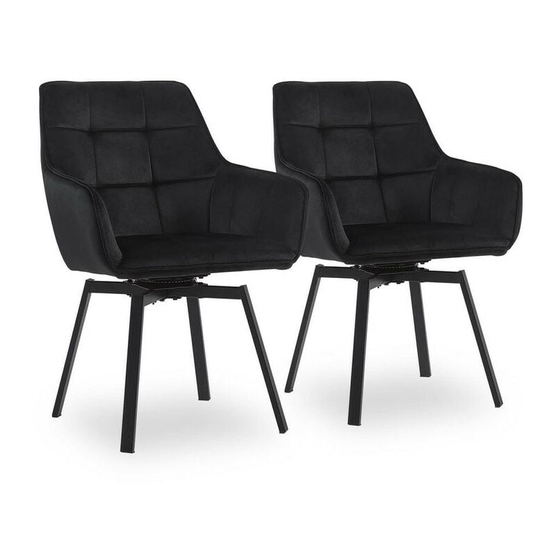 Clipop - Lot de 2 chaises de salle à manger rembourrées en velours pivotant à 360° avec dossier et pieds en métal, chaises de bureau rotatives pour