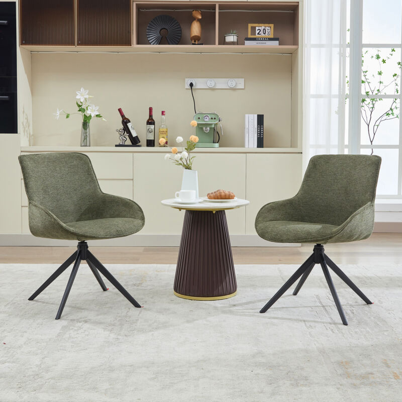 Dyhome - Lot de 2 chaises de salle à manger, rembourrées, modernes, pivotantes, amovibles, pour salle à manger, cuisine, salon, Vert