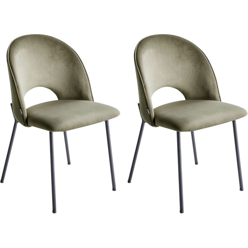 Beliani - Lot de 2 Chaises de Salle à Manger Rétro en Velours Glamour Vert Covelo