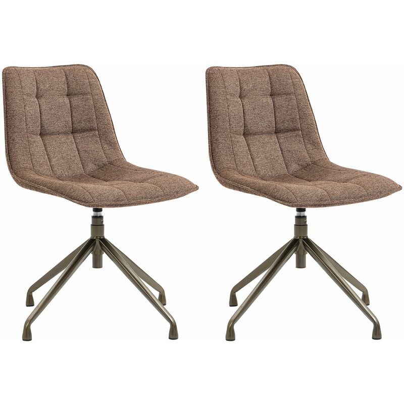 Idimex - Lot de 2 chaises de salle à manger rio, en tissu brun clair