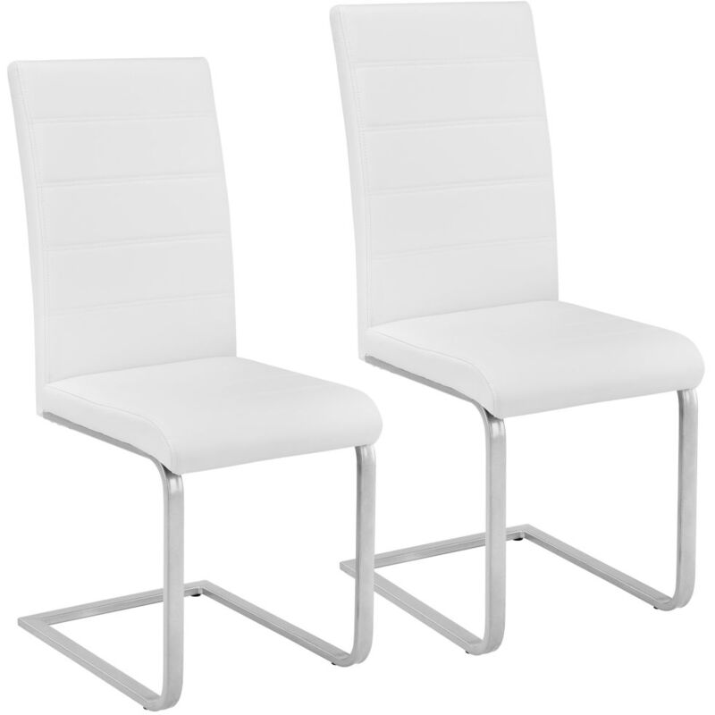 Helloshop26 - Lot de 2 chaises de salle à manger salon cuisine design blanc