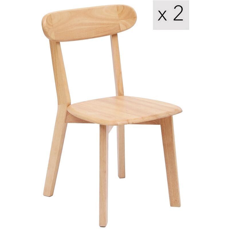 Nordlys - Lot de 2 Chaises de Salle a Manger Scandinave en Bois Massif