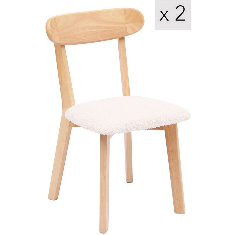 Nordlys - Lot de 2 Chaises de Salle a Manger Scandinave en Bois Massif