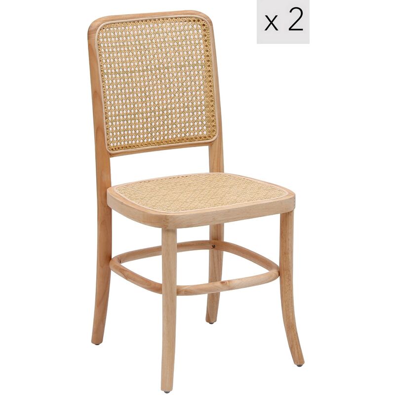 Nordlys - Lot de 2 Chaises de Salle a Manger Scandinave en Bois Massif