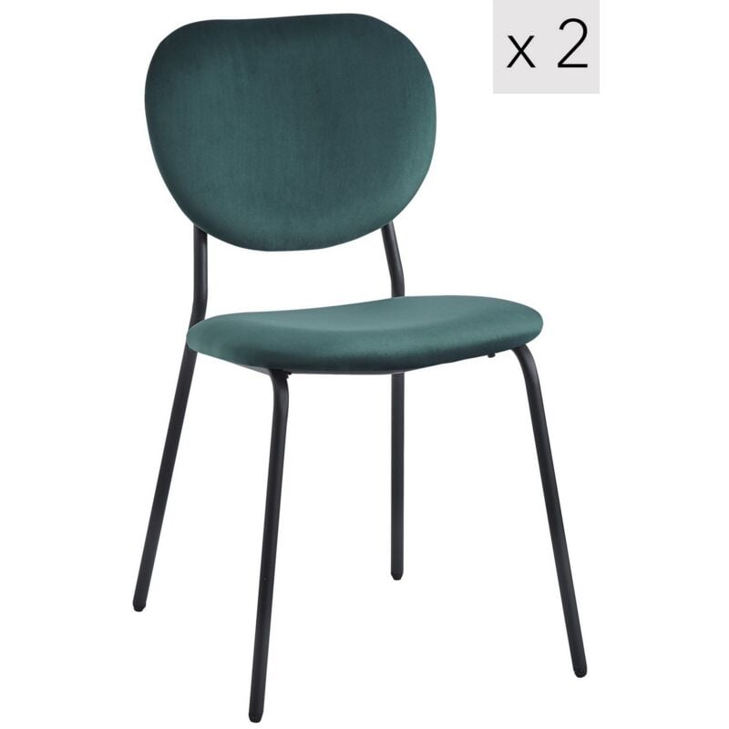 Nordlys - Lot de 2 Chaises de Salle a Manger Scandinaves Capitonnees Metal