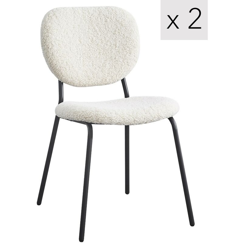 Lot de 2 Chaises de Salle a Manger Scandinaves Capitonnees Metal - Nordlys