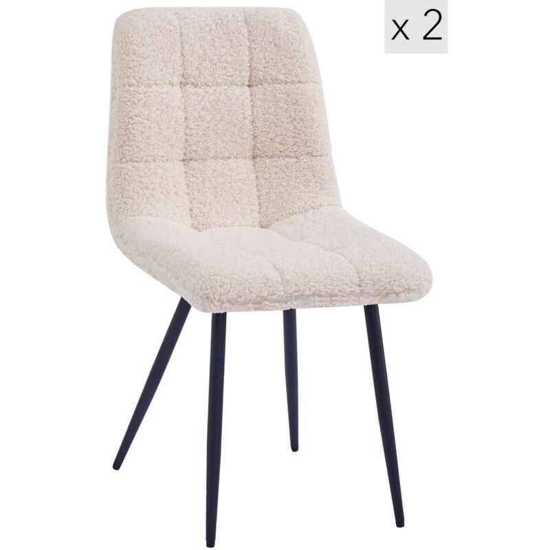 Nordlys - Lot de 2 Chaises de Salle a Manger Scandinaves Capitonnees Metal