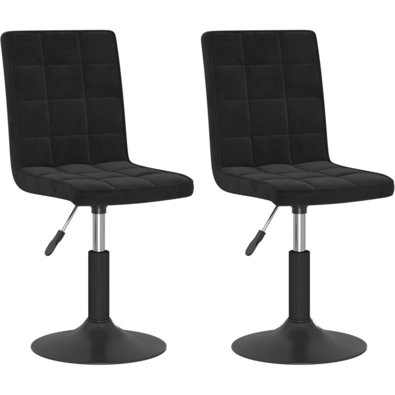 Décoshop26 - Lot de 2 chaises de salle à manger siège pivotant hauteur réglable en velours noir DEC025294