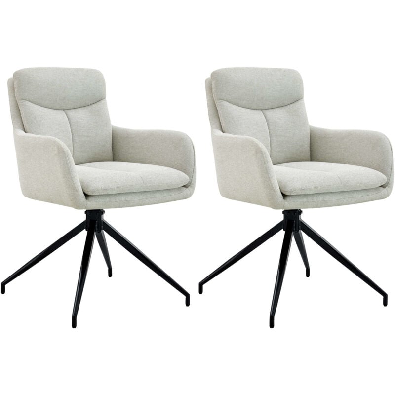 CLP - Lot de 2 chaises de salle à manger Somers tissu Crème