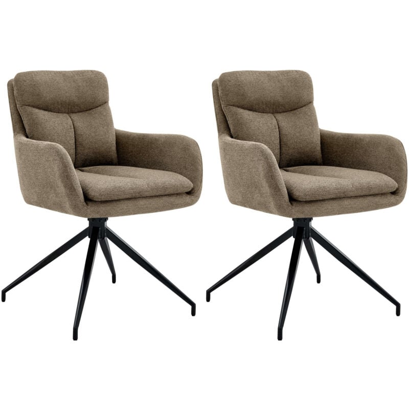 CLP - Lot de 2 chaises de salle à manger Somers tissu Marron