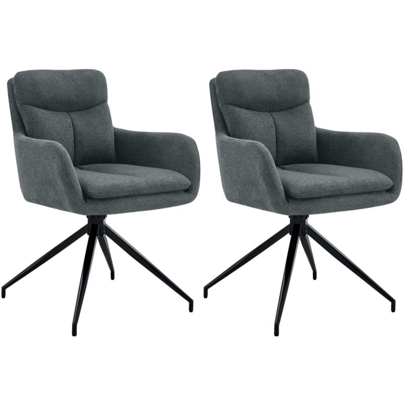 CLP - Lot de 2 chaises de salle à manger Somers tissu Gris foncé