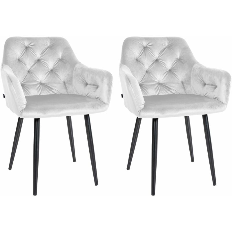CLP - Lot de 2 chaises de salle à manger Stanley velours Gris