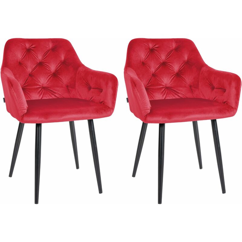 CLP - Lot de 2 chaises de salle à manger Stanley velours Rouge