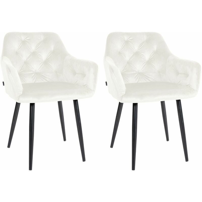 CLP - Lot de 2 chaises de salle à manger Stanley velours Crème