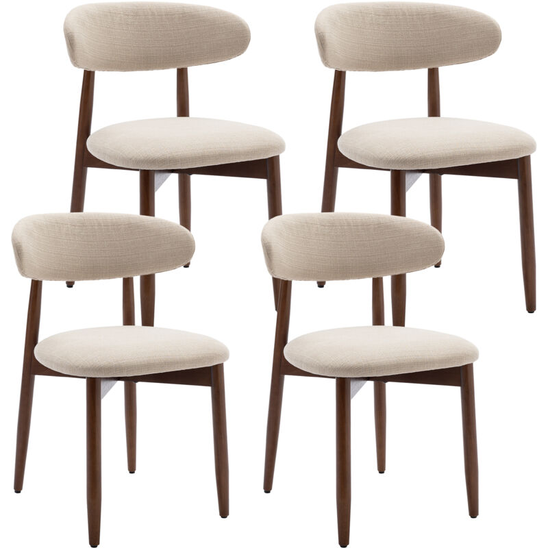 COLAMY chaise-Lot de 4 Chaises -Chaise de Salle à Manger, Structure en bois, Design Vintage, Chaise Idéales pour Cuisine et Salle à Manger-Beige