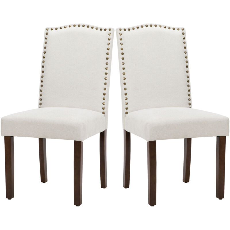 Joeais - Lot de 2 chaises de salle à manger, table à manger, chaise rembourrée en tissu de lin Grace, chaises de cuisine rembourrées, salon moderne,