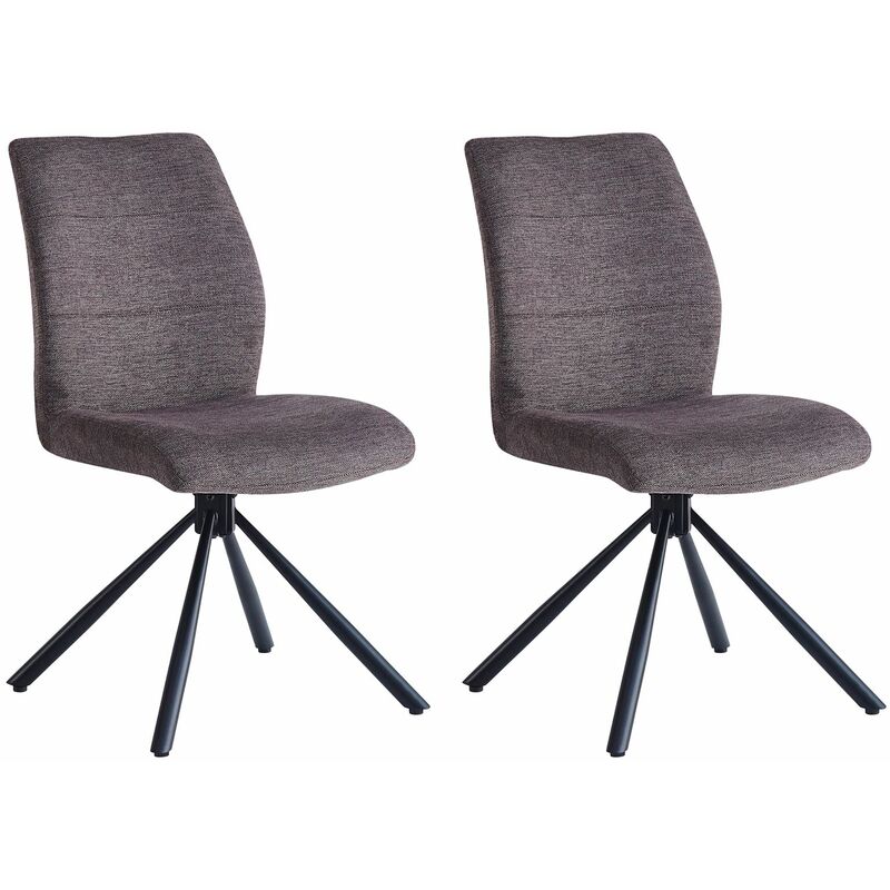 Idimex - Lot de 2 chaises de salle à manger taurus en tissu brun