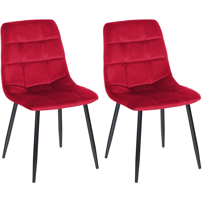 CLP - Lot de 2 chaises de salle à manger Tilde rouge, velours