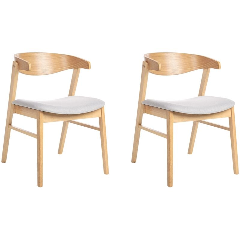Beliani - Lot de 2 Chaises de Salle à Manger Traditionnelles Assise Tapissée Bois Clair et Gris Lilly