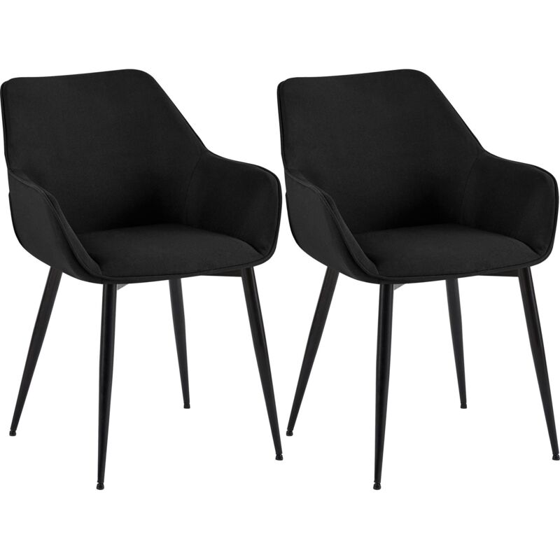 CLP - Lot de 2 chaises de salle à manger Vessa Noir Tissu