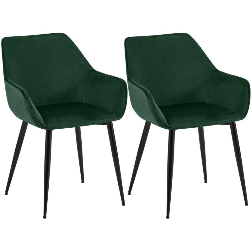 Lot de 2 chaises de salle à manger Vessa Vert Velours